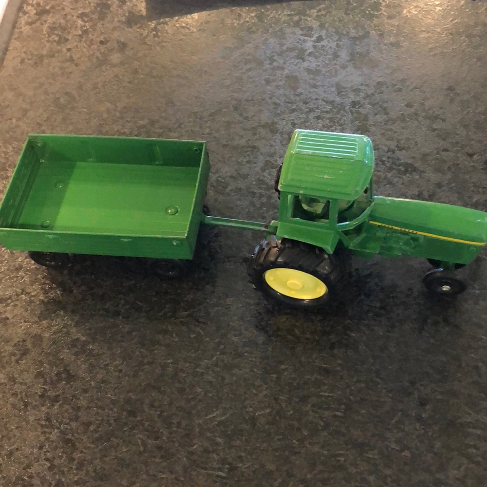Vintage John Deere Toy Tractor and Wagon